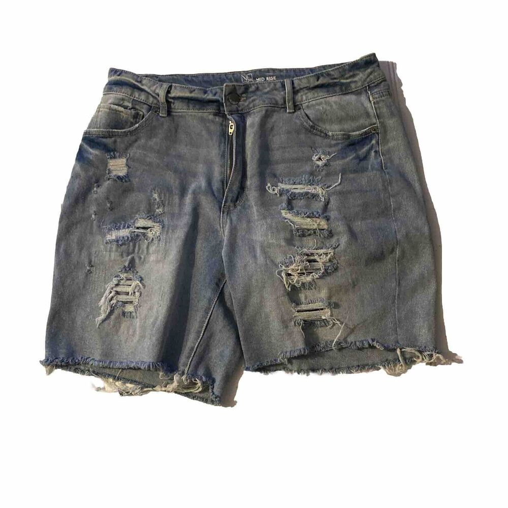NOBO Juniors High Rise Distressed Blue Jean Shorts Size‎ 17 Junior